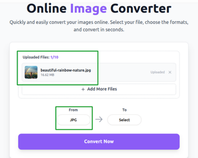 Upload JPG file screen